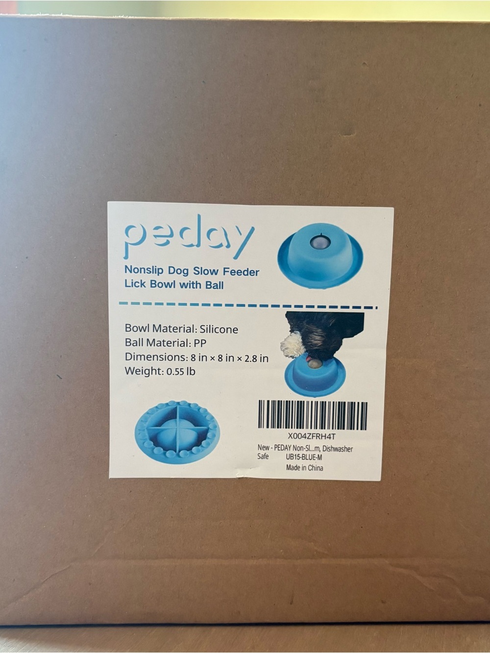 5/$30 Peday Blue Non-Slip Slow Feeder Lick Bowl with Ball 8" x 8" x 2.8" NWT